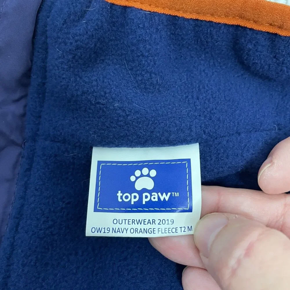 Top Paw Dog S Navy Orange Fleece Sweater **READ**
